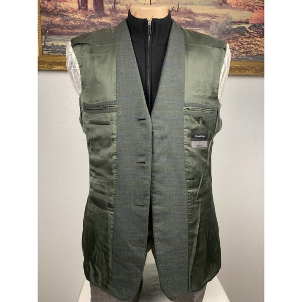 40R Ermenegildo Zegna Green Check Sport Coat - Suit Jacket - Picture 11 of 14